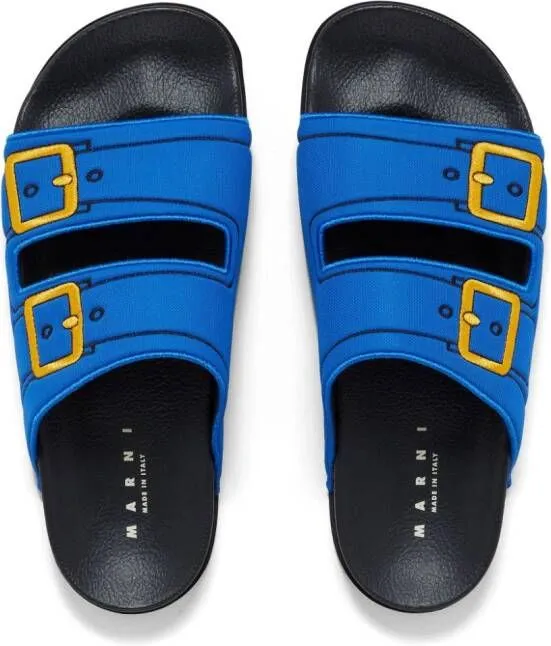 Marni embroidered slip-on slides Blue