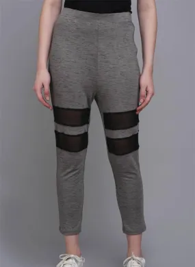 Melange Grey Mesh Insert Leggings