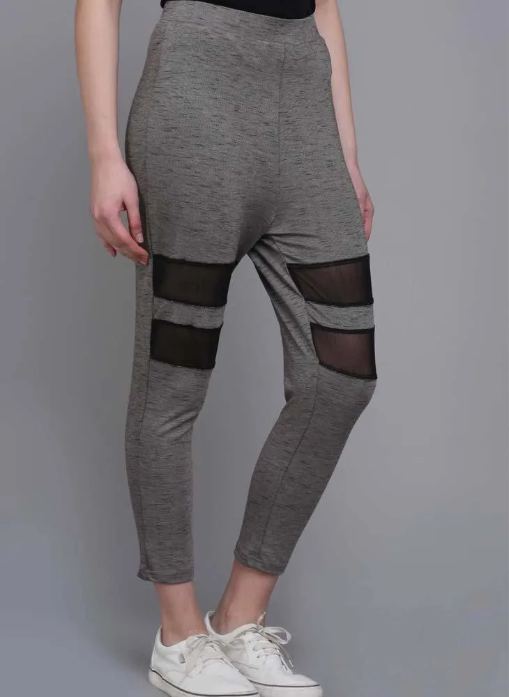 Melange Grey Mesh Insert Leggings