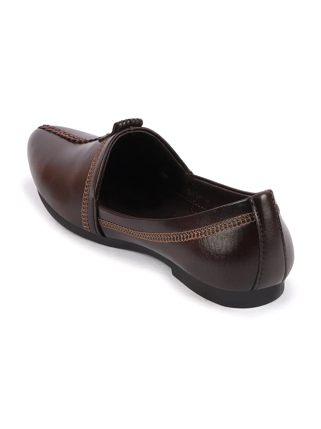 Men Brown Wedding Party Evening Broad Feet Ethnic Slip On Juttis and Mojaris