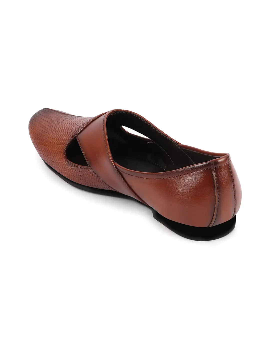 Men Tan Embossed Design Ethnic Party Slip On Juttis and Mojaris