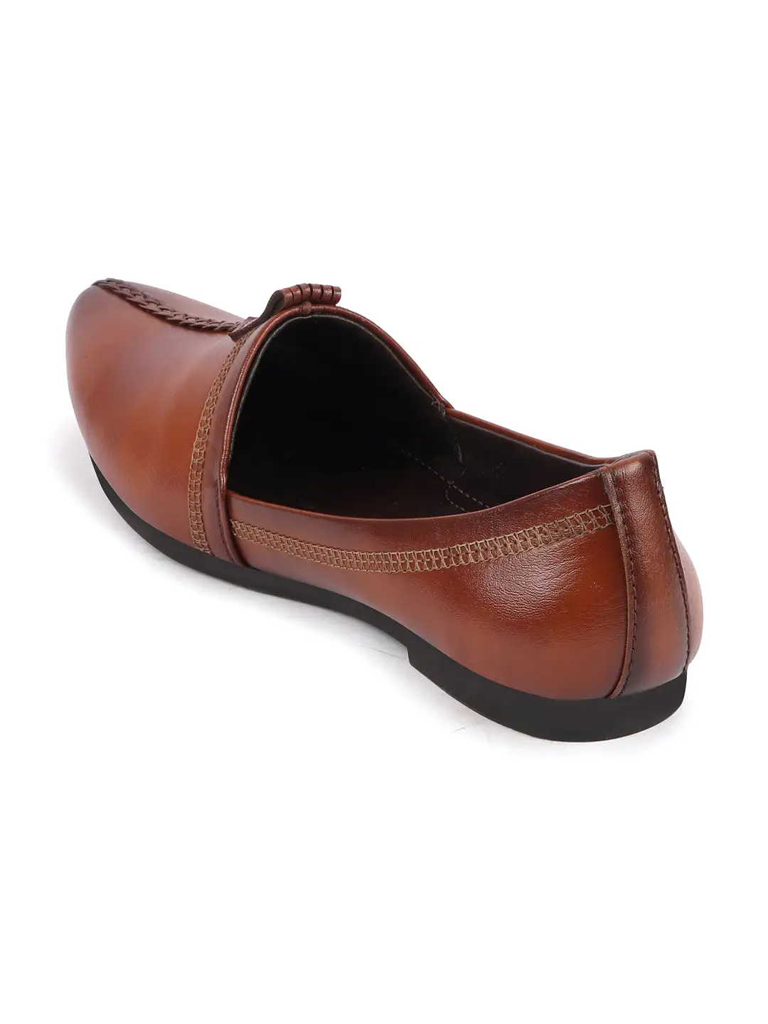 Men Tan Wedding Party Evening Broad Feet Ethnic Slip On Juttis and Mojaris