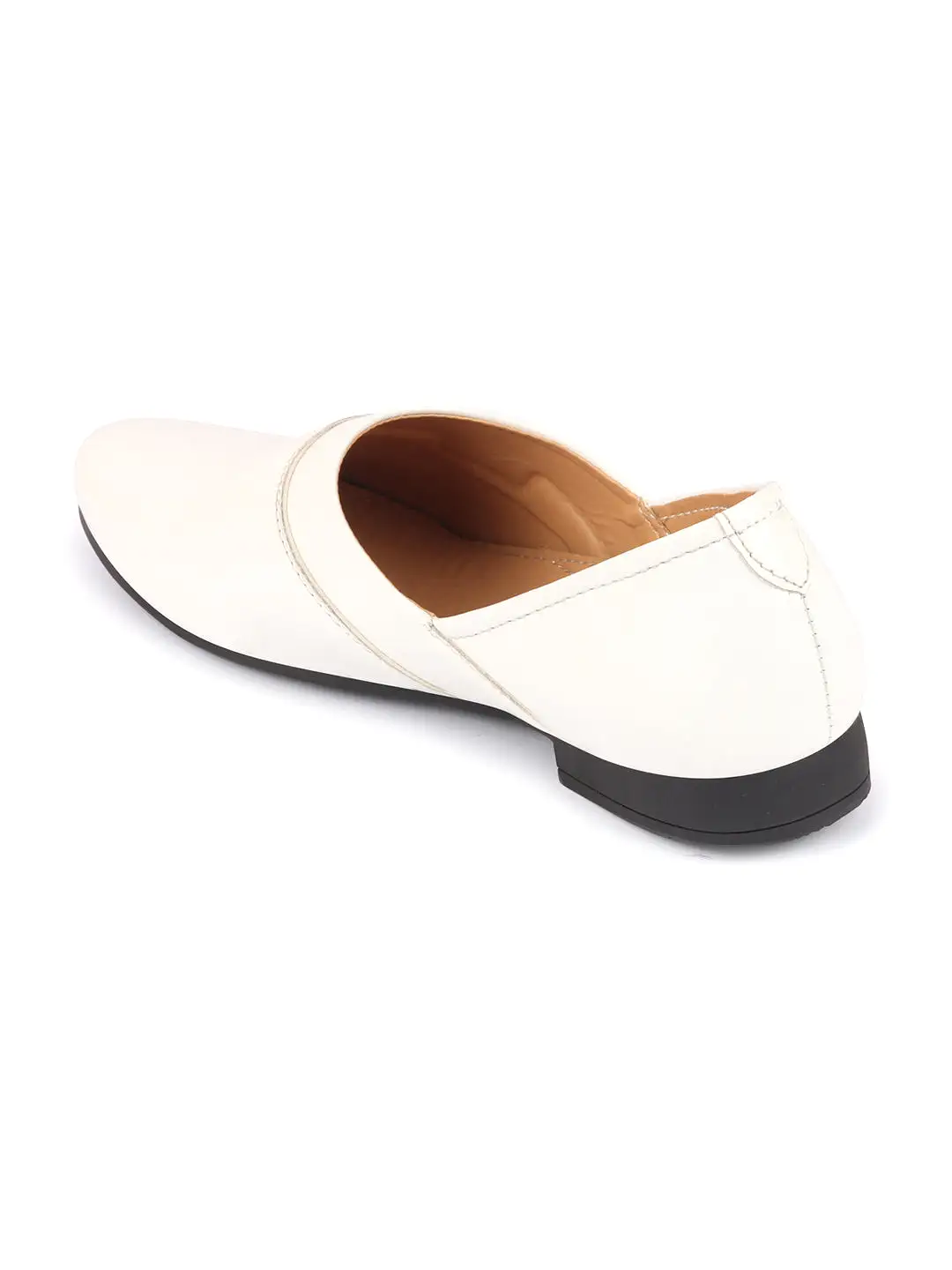 Men White Wedding Party Evening Ethnic Colorblocked Slip On Juttis and Mojaris