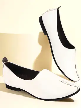 Men White Wedding Party Evening Occasion Ethnic Slip On Juttis and Mojaris