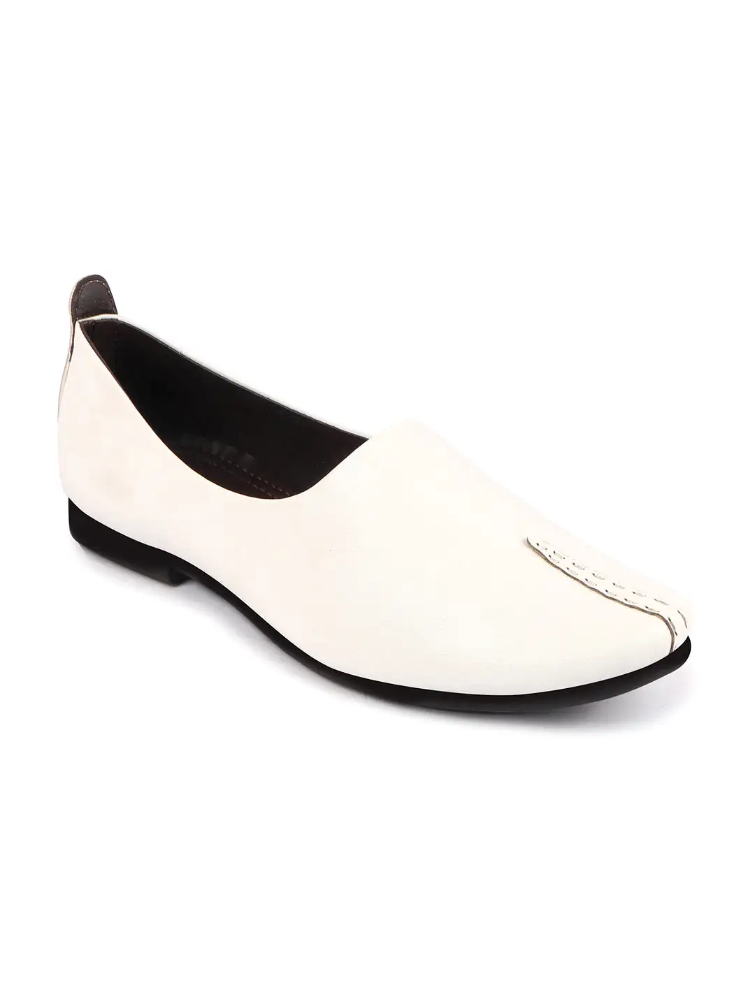 Men White Wedding Party Evening Occasion Ethnic Slip On Juttis and Mojaris