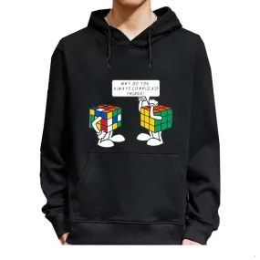 Men's Winter Fashion Interesting Rubiks Cube Fleece O-Neck Hoodie