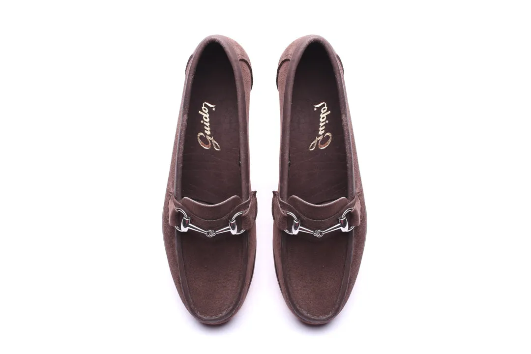 Moccasin High Heel 2824 Brown Suede