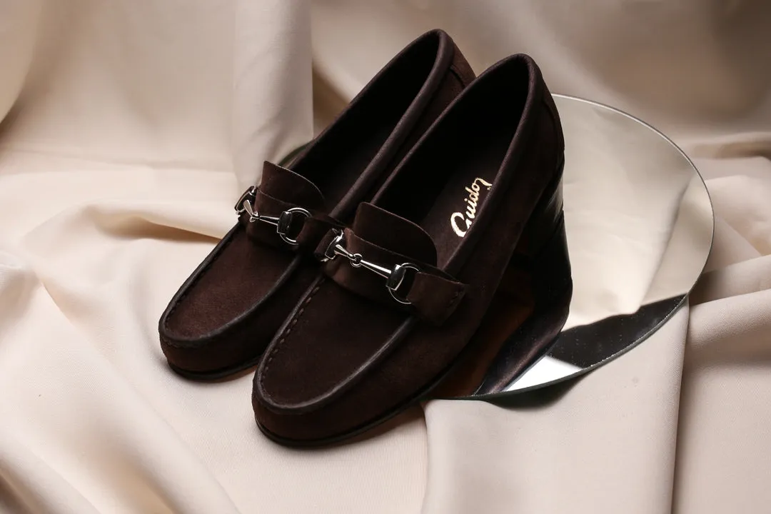 Moccasin High Heel 2824 Brown Suede