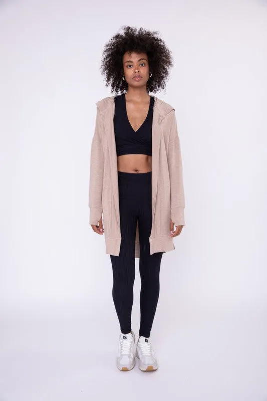 Mono B Longline Hooded Cardigan with Pockets