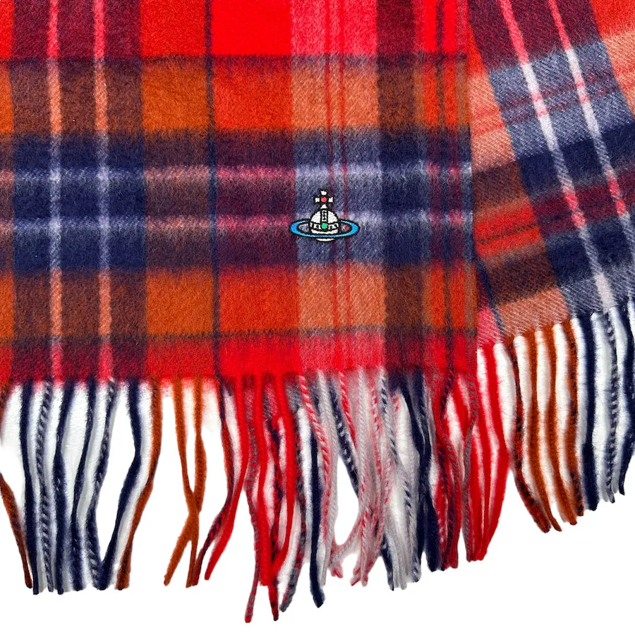 (NEW) VIVIENNE WESTWOOD CASHMERE RED PLAID SCARF