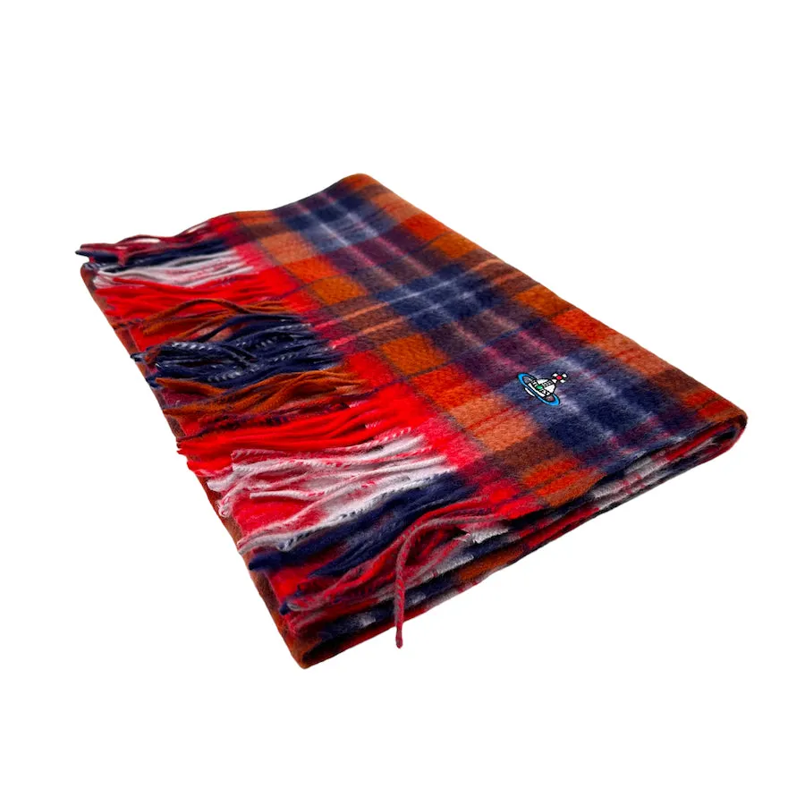 (NEW) VIVIENNE WESTWOOD CASHMERE RED PLAID SCARF