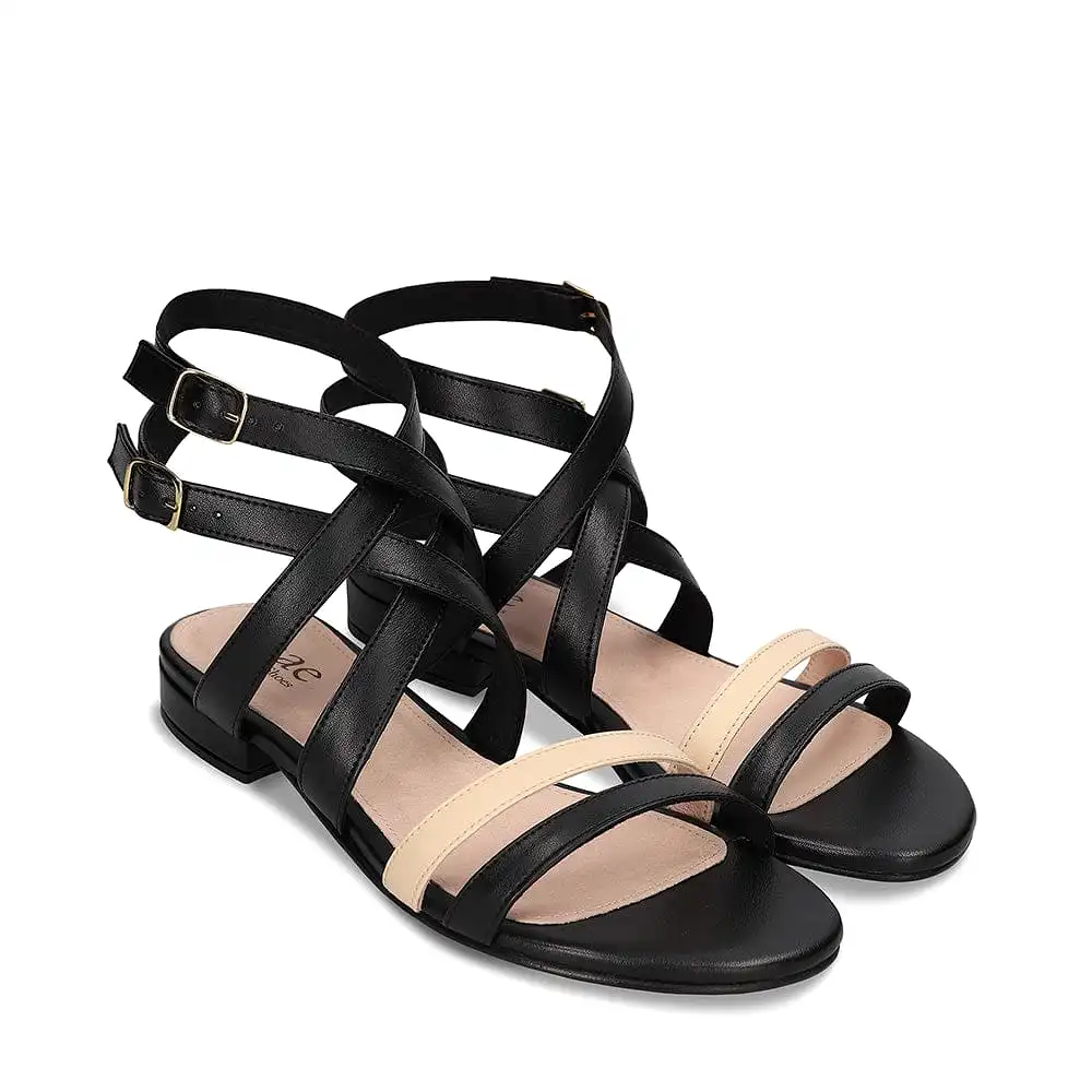 Olga Vegan Apple Leather Sandals | Black