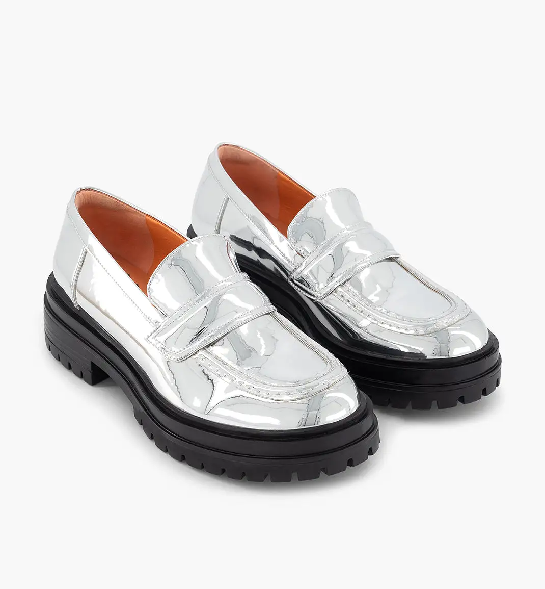 Olympia Slip On Loafer | Patent Silver