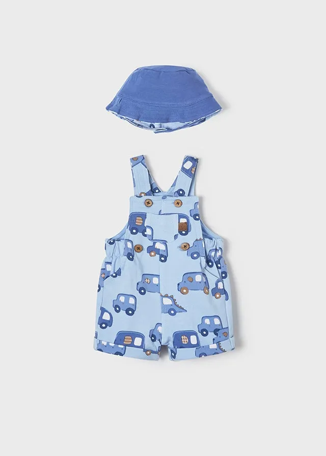 Overalls & reversible hat for newborn boy - Dream blue