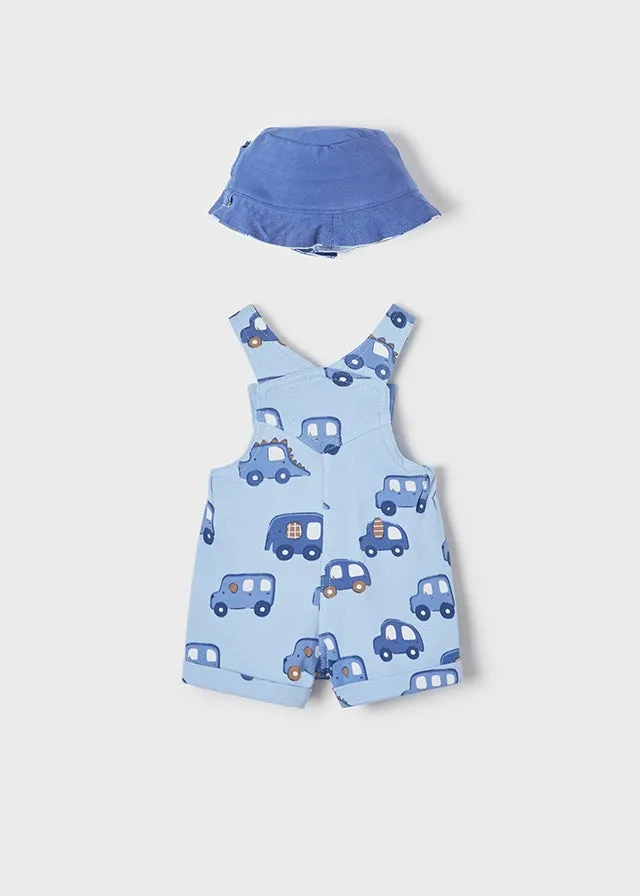 Overalls & reversible hat for newborn boy - Dream blue