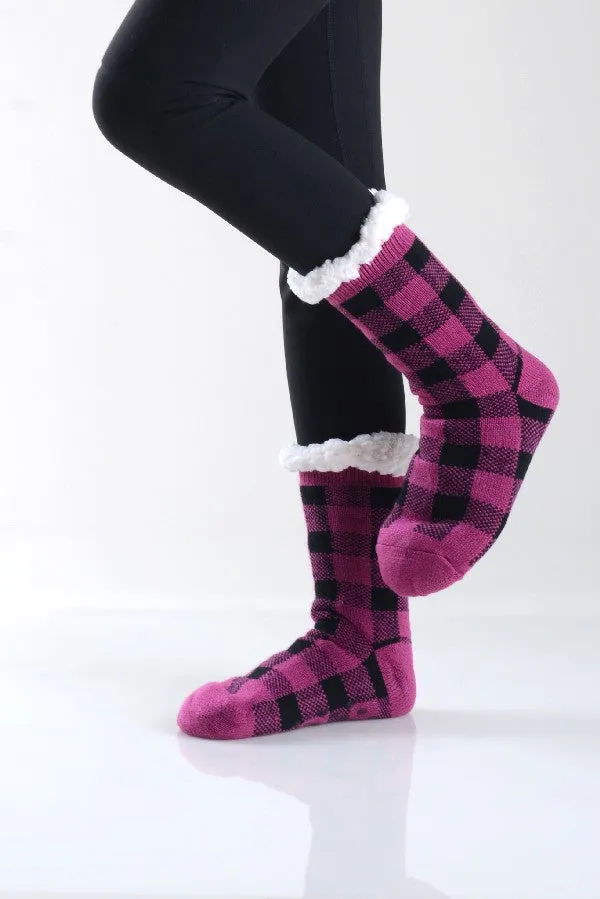 Plaid Sherpa Slipper Socks