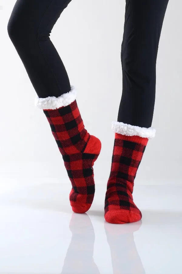 Plaid Sherpa Slipper Socks