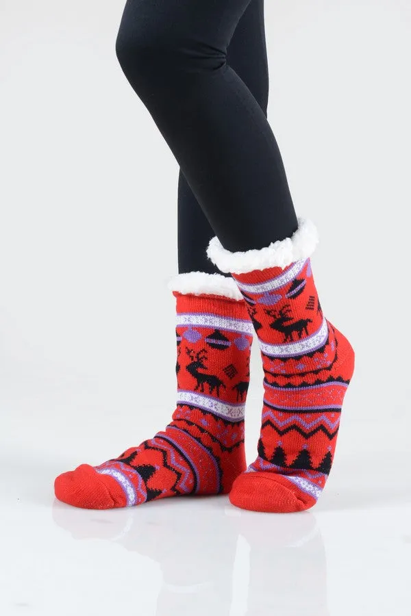 Plaid Sherpa Slipper Socks