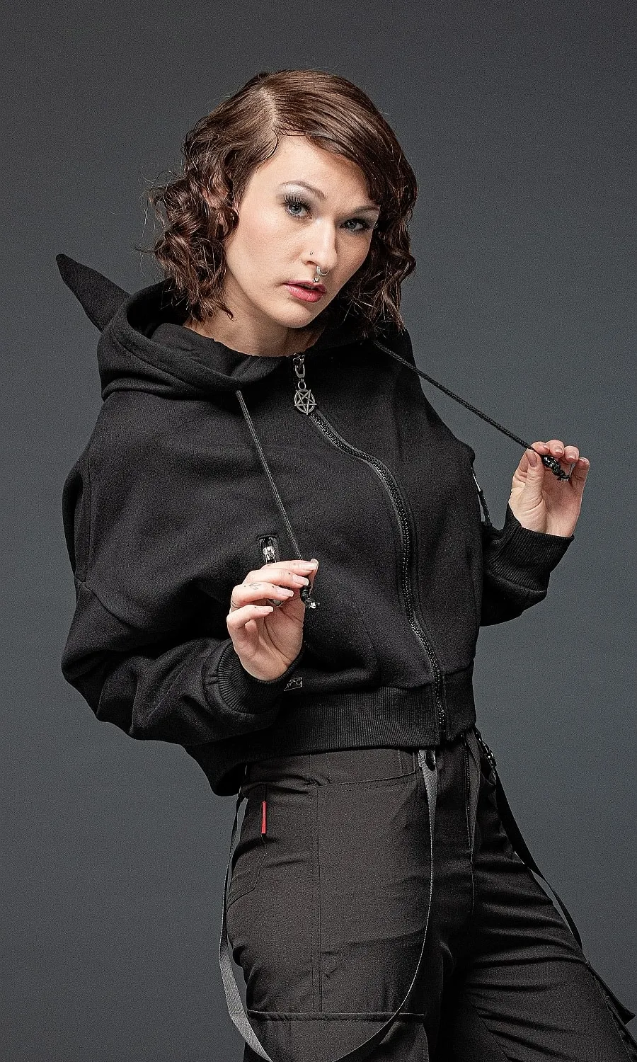 Queen of Darkness - Short Jacket with Hood and Horns | Dark Ages