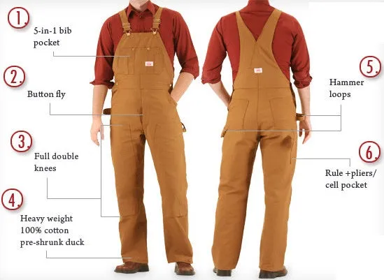 Sale: Extra Heavy Duty Brown Cotton Duck Overall by ROUND HOUSE Made in USA 83