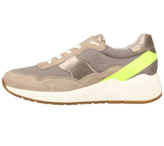 SANSIBAR women s sneakers with removable sole, leisure shoes with neon-colored accents 1047800 beige/brown