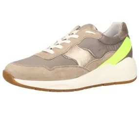 SANSIBAR women s sneakers with removable sole, leisure shoes with neon-colored accents 1047800 beige/brown