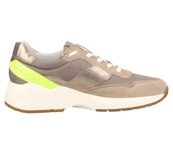 SANSIBAR women s sneakers with removable sole, leisure shoes with neon-colored accents 1047800 beige/brown