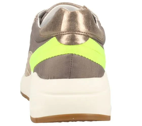 SANSIBAR women s sneakers with removable sole, leisure shoes with neon-colored accents 1047800 beige/brown