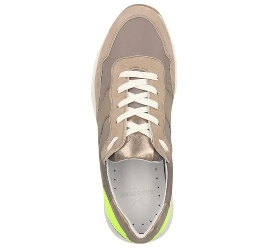 SANSIBAR women s sneakers with removable sole, leisure shoes with neon-colored accents 1047800 beige/brown