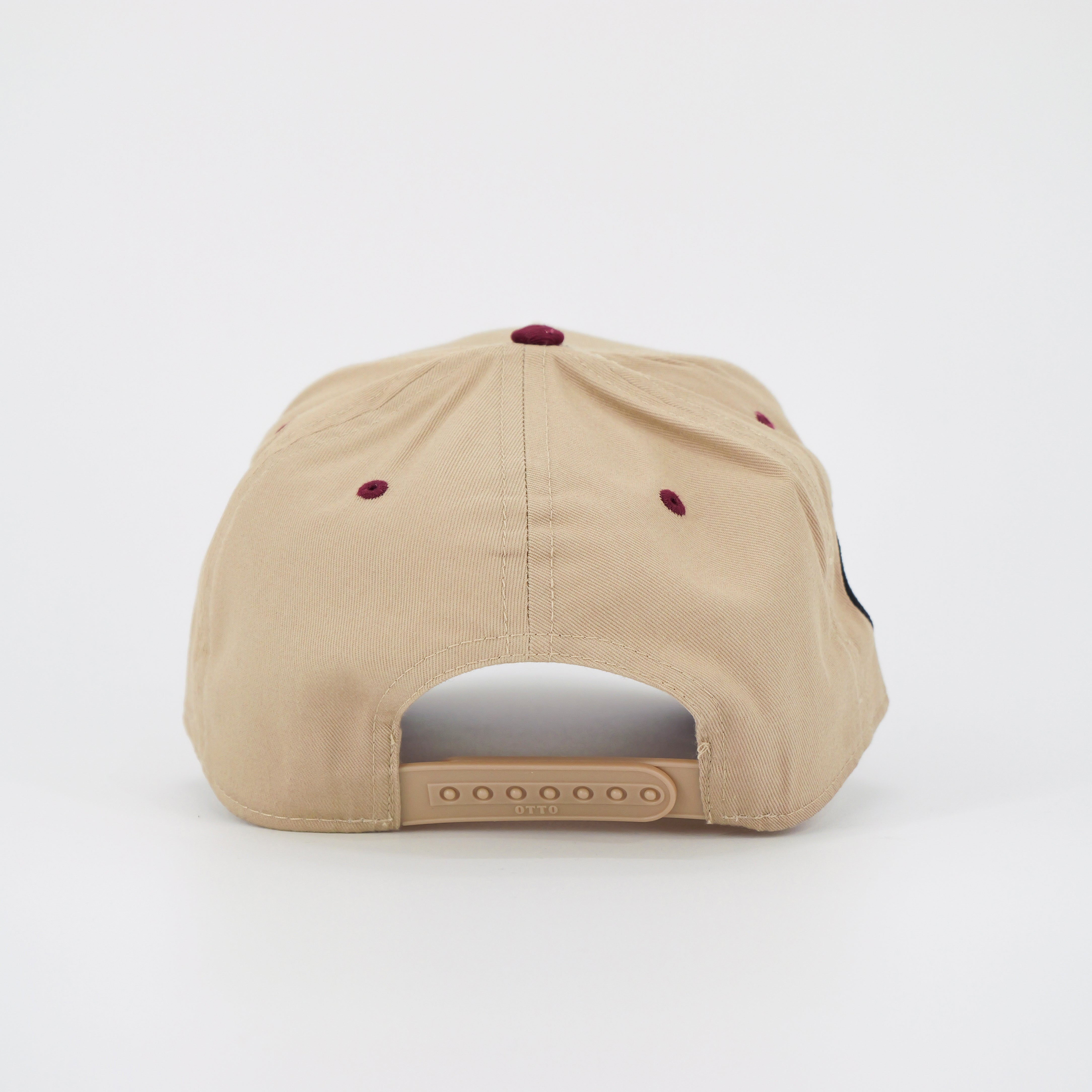 SCRIPT LOGO HAT TAN/BURGUNDY