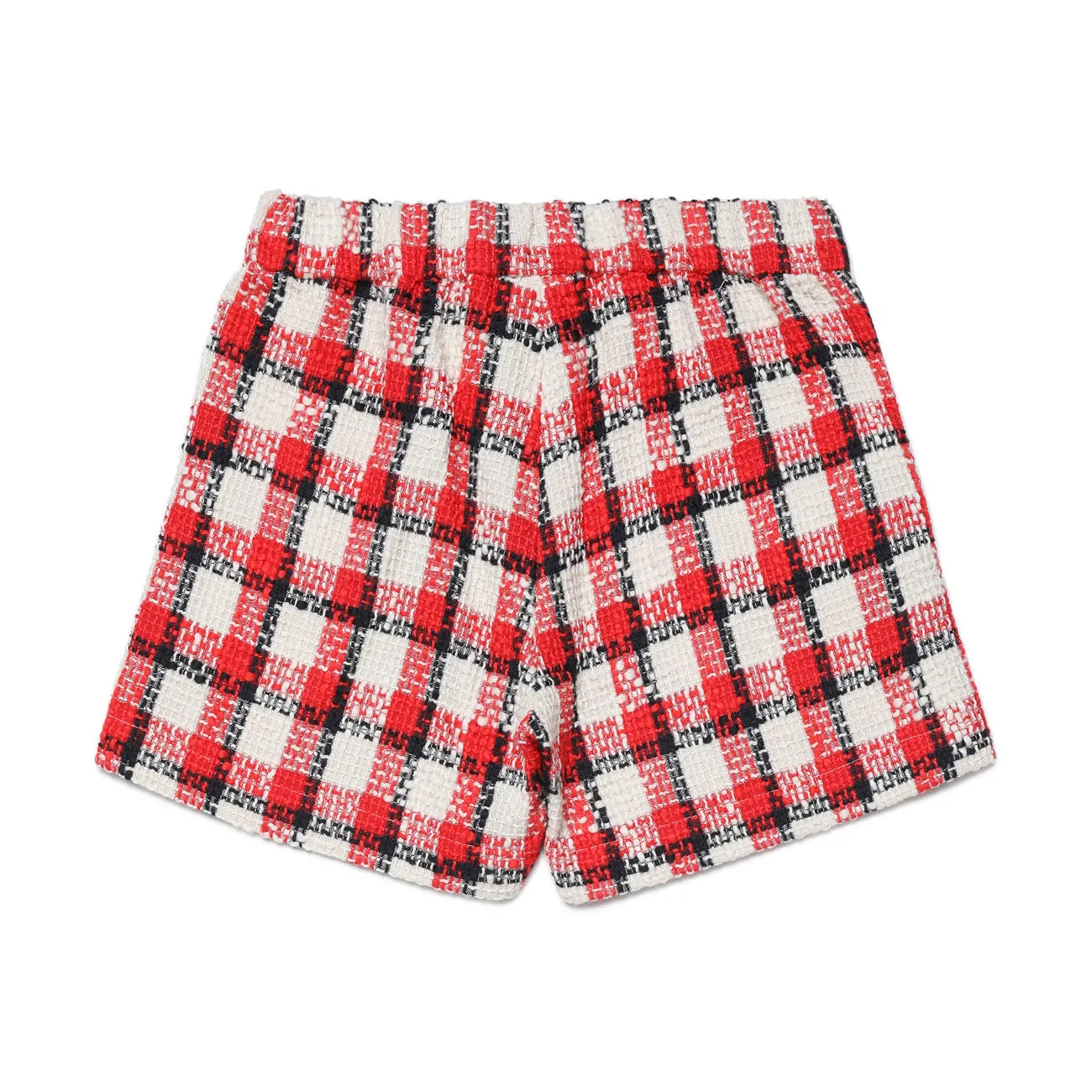 SHORT CHECK IN TWEED Bambina Rosso Beige