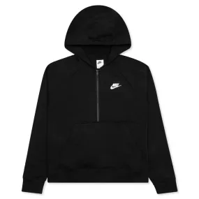 Sportswear Women's Club Essential 1/4 Zip Fleece Hoodie - Black/White