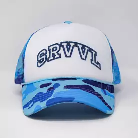 SRVVL TRUCKER HAT CAMO BLUE