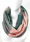 Stylish Plaid Infinity Scarf with Hidden Zipper: Muted Green & Red