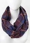 Stylish Plaid Infinity Scarf with Hidden Zipper: Muted Green & Red