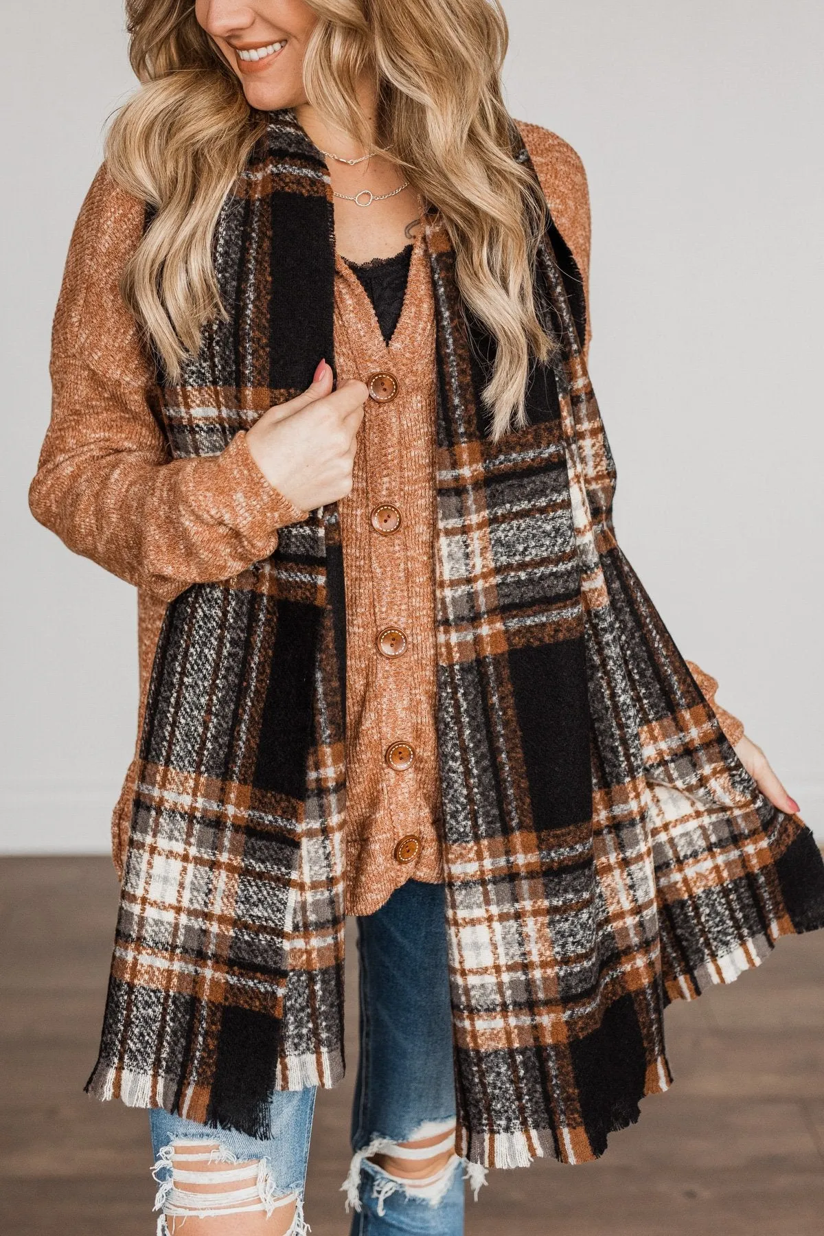 The Best Of Times Plaid Scarf- Black