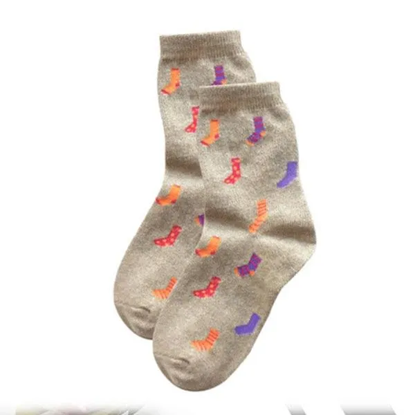 Trendy Winter Autumn Cartoon Printed Ladies Socks for Winter in 5 Colors