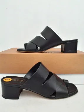 Via Spiga Women's Fae Black Leather Sandals Size 6 M