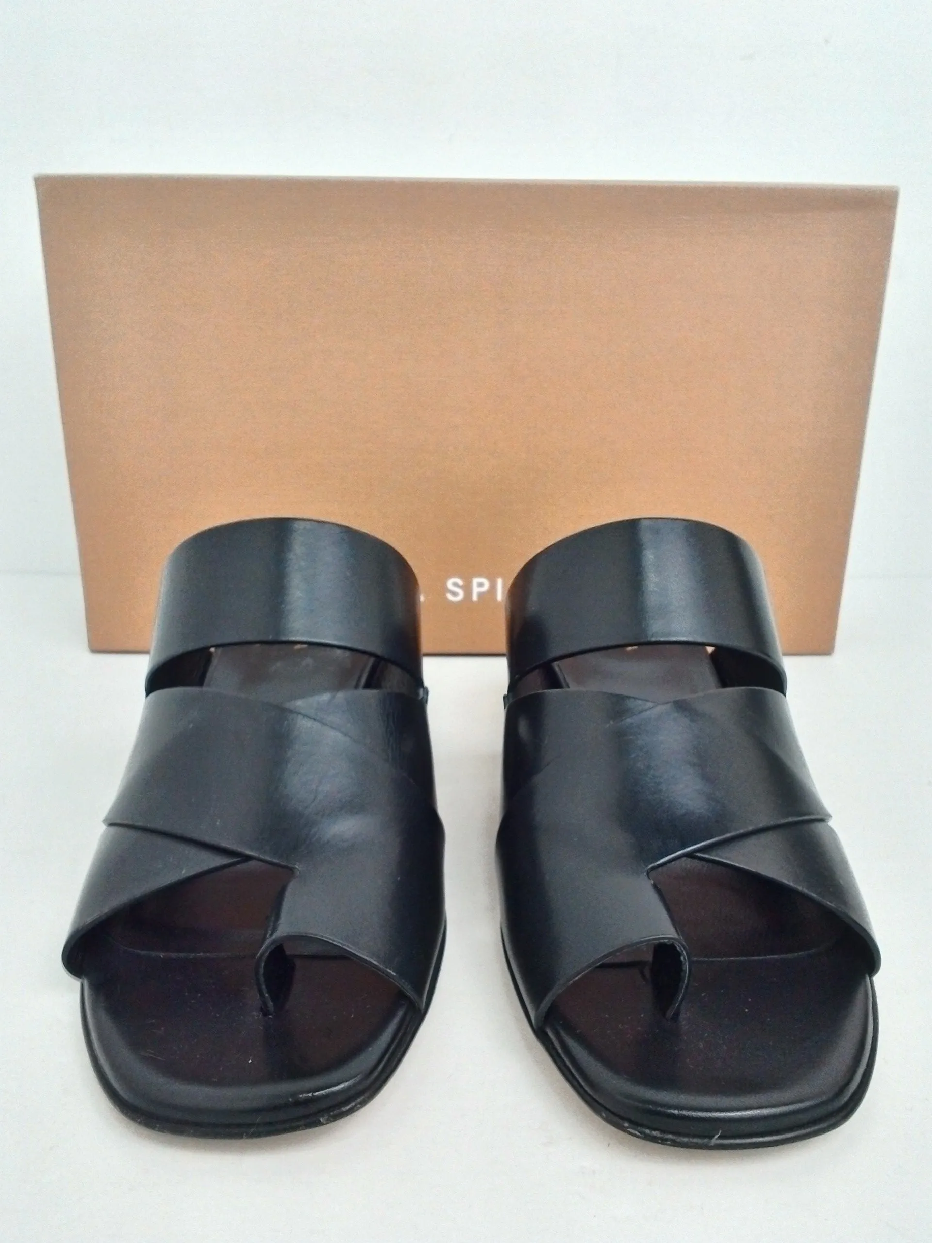 Via Spiga Women's Fae Black Leather Sandals Size 6 M