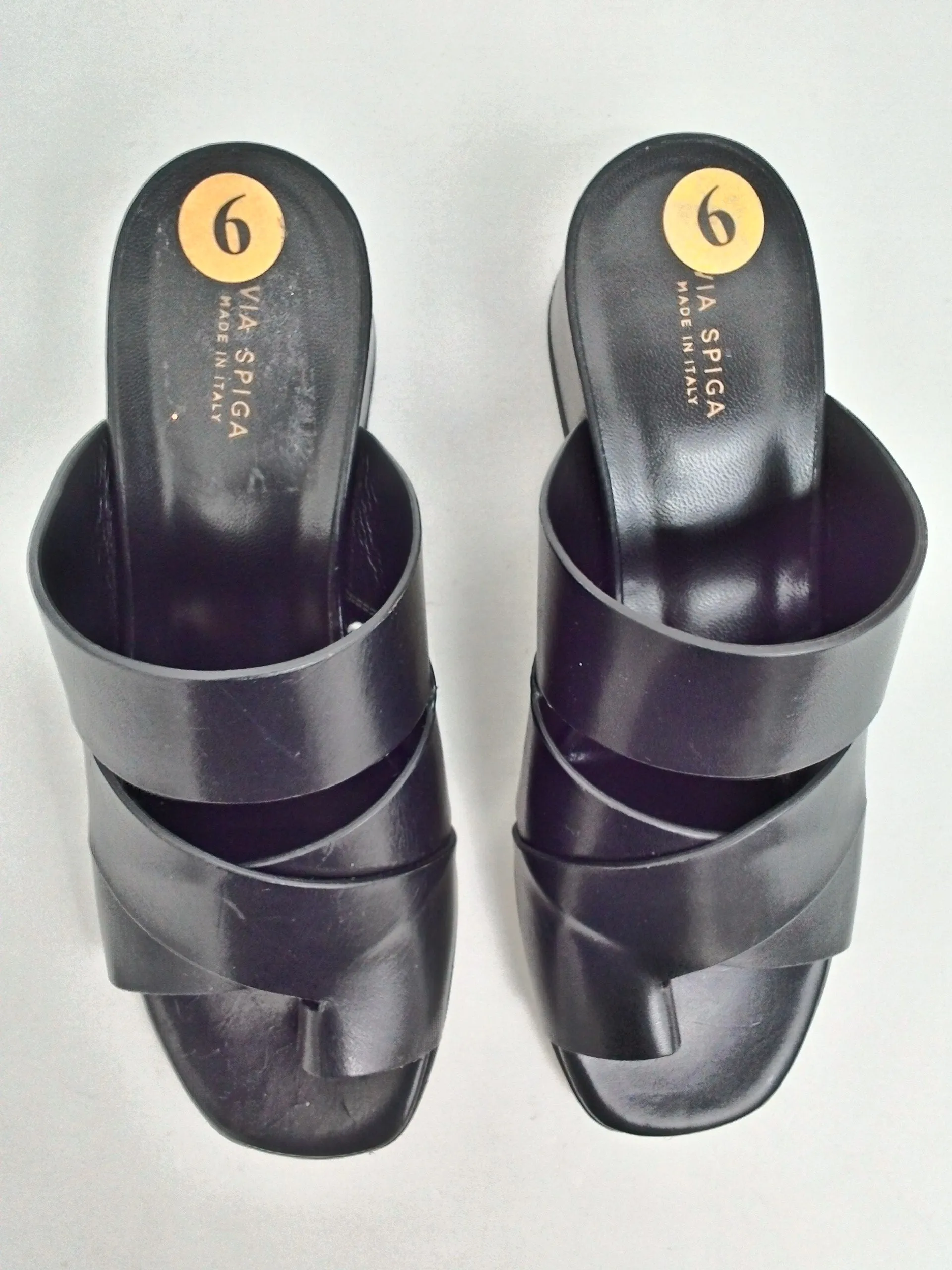 Via Spiga Women's Fae Black Leather Sandals Size 6 M