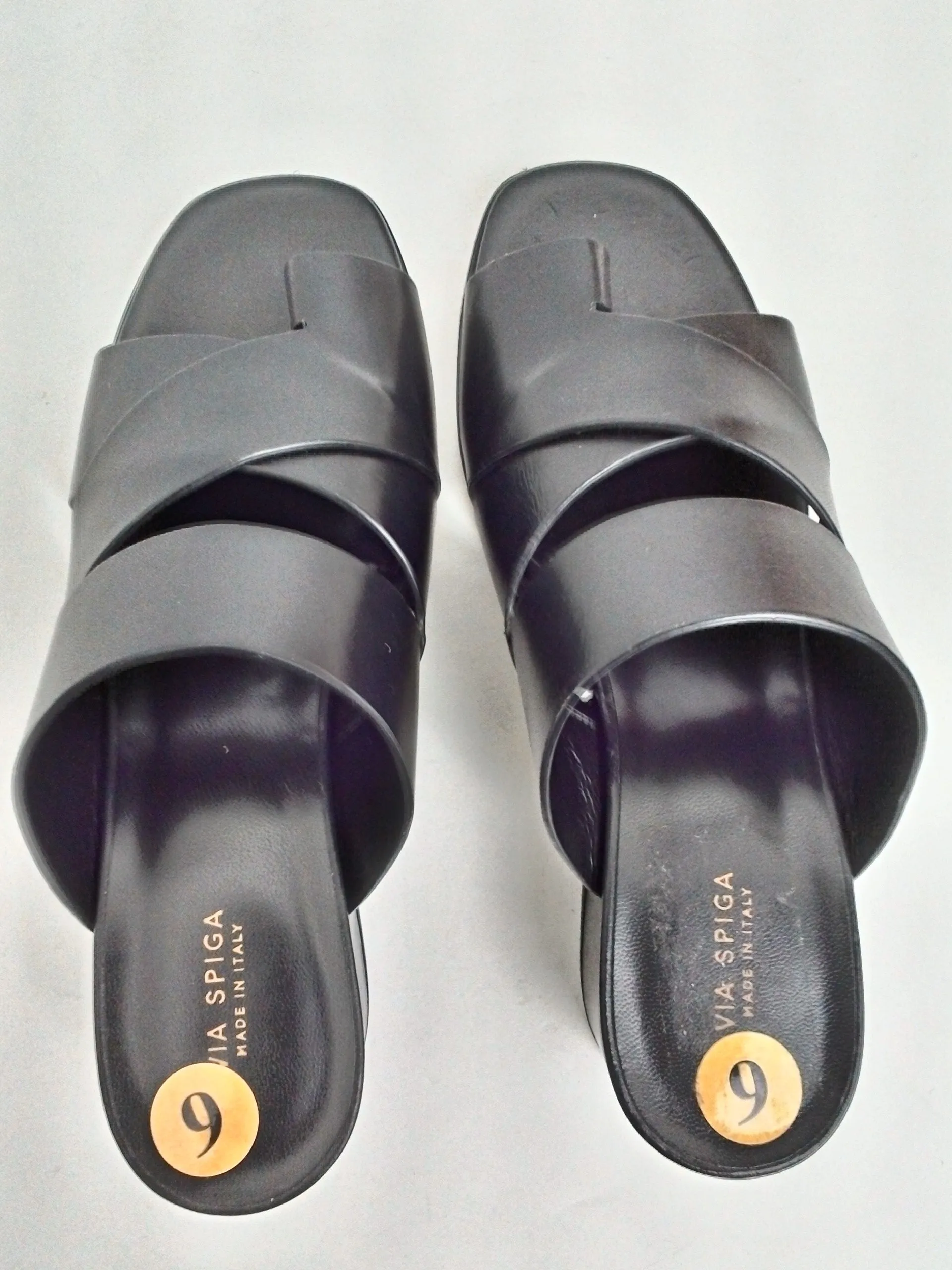 Via Spiga Women's Fae Black Leather Sandals Size 6 M