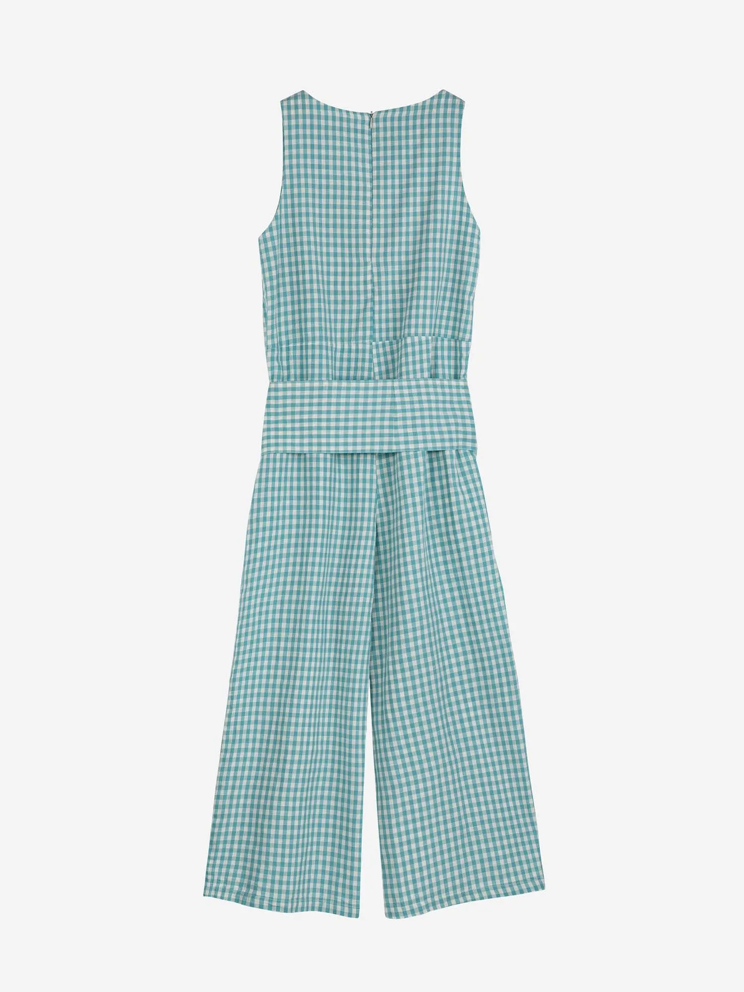 Vichy V-neck Sleeveless Overall