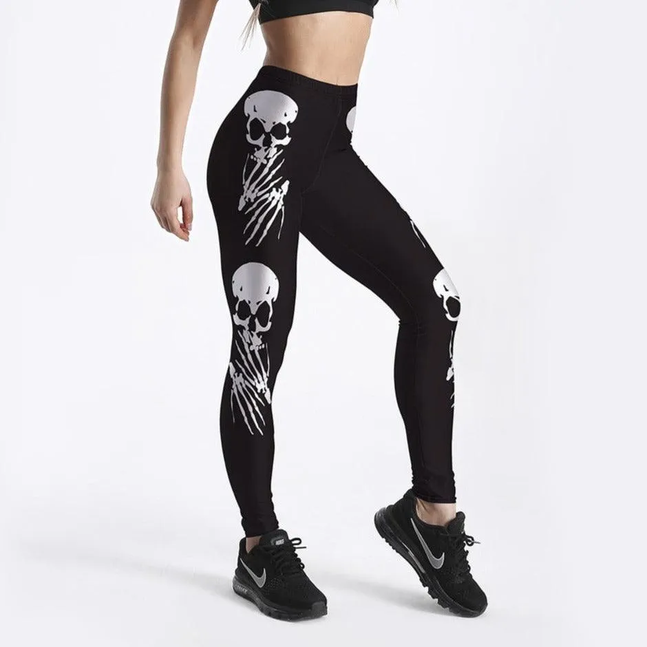 Vintage Steampunk Gothic Leggings for Women - New Skull Design with Ankle Length