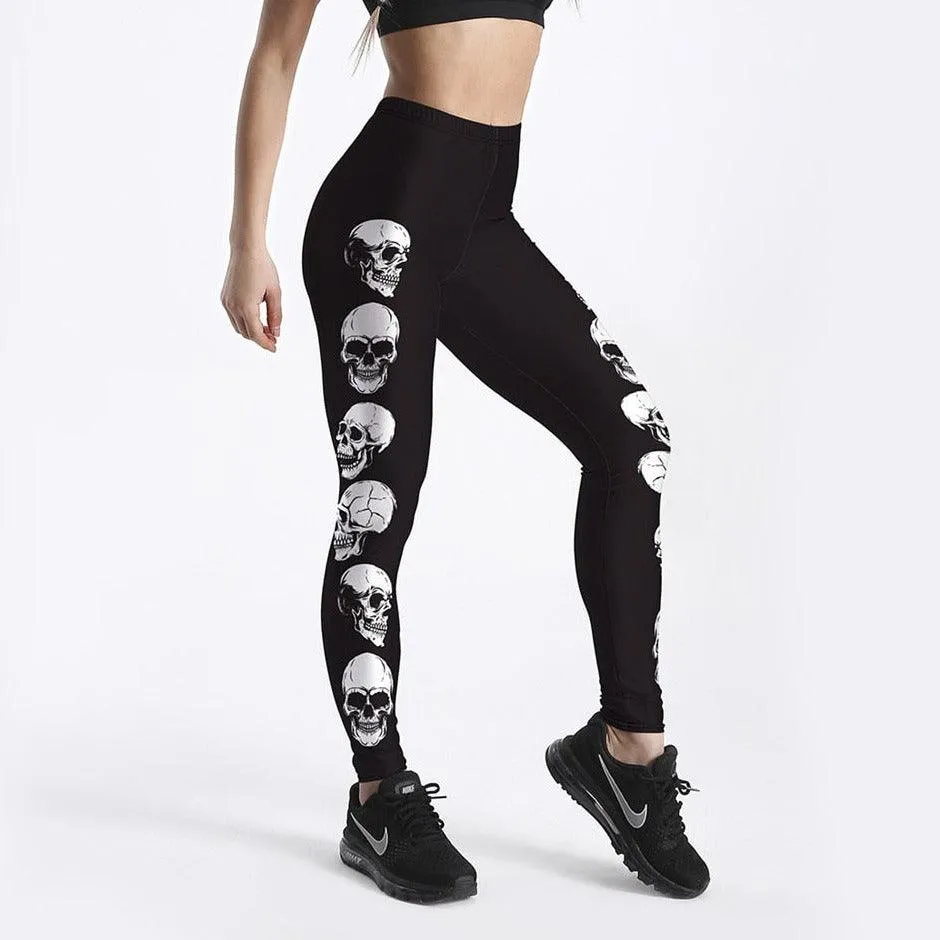 Vintage Steampunk Gothic Leggings for Women - New Skull Design with Ankle Length