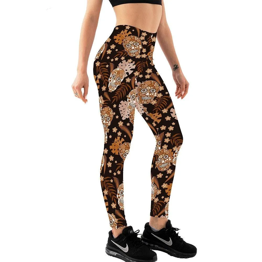 Vintage Steampunk Gothic Leggings for Women - New Skull Design with Ankle Length