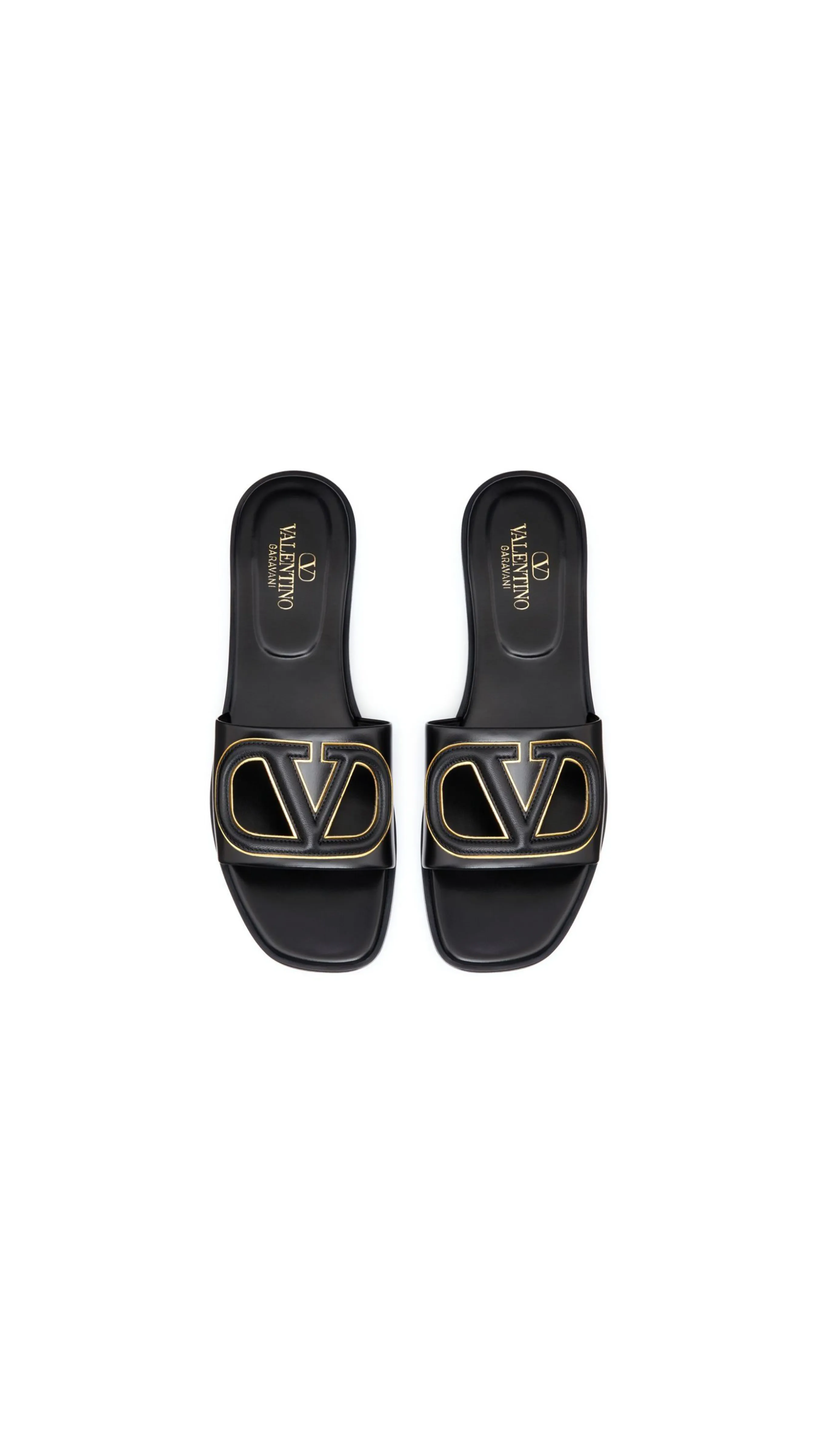 Vlogo Cut-out Leather Sandals - Black