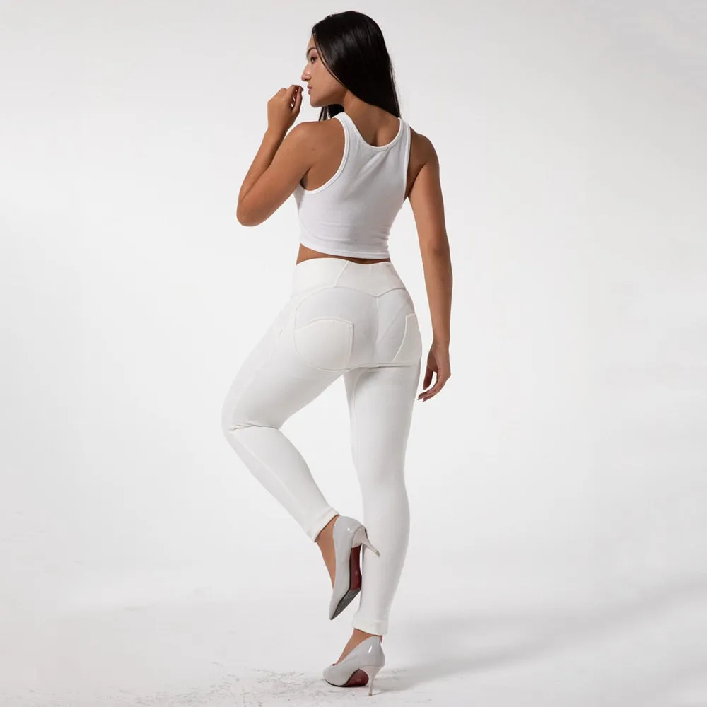 Women's Enhancing White High Waist Butt Booty Fitness Yoga Sports Leggings