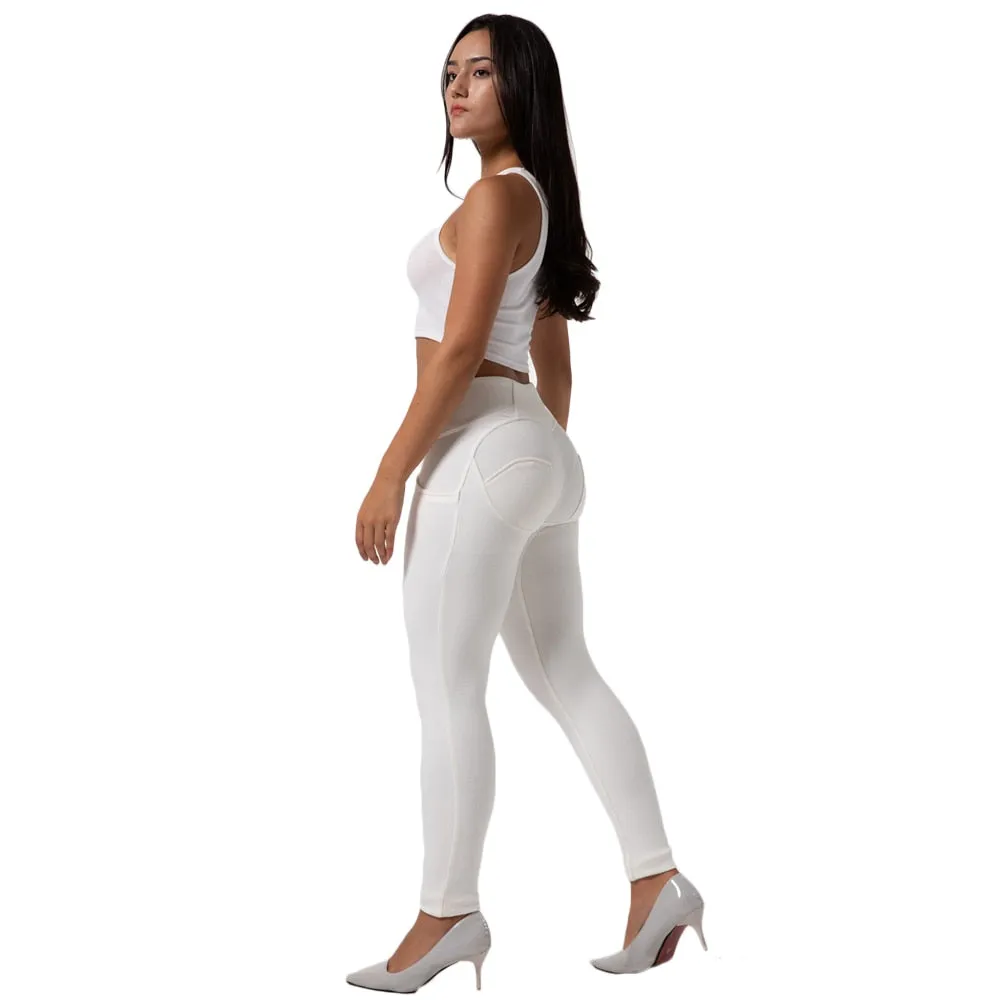 Women's Enhancing White High Waist Butt Booty Fitness Yoga Sports Leggings