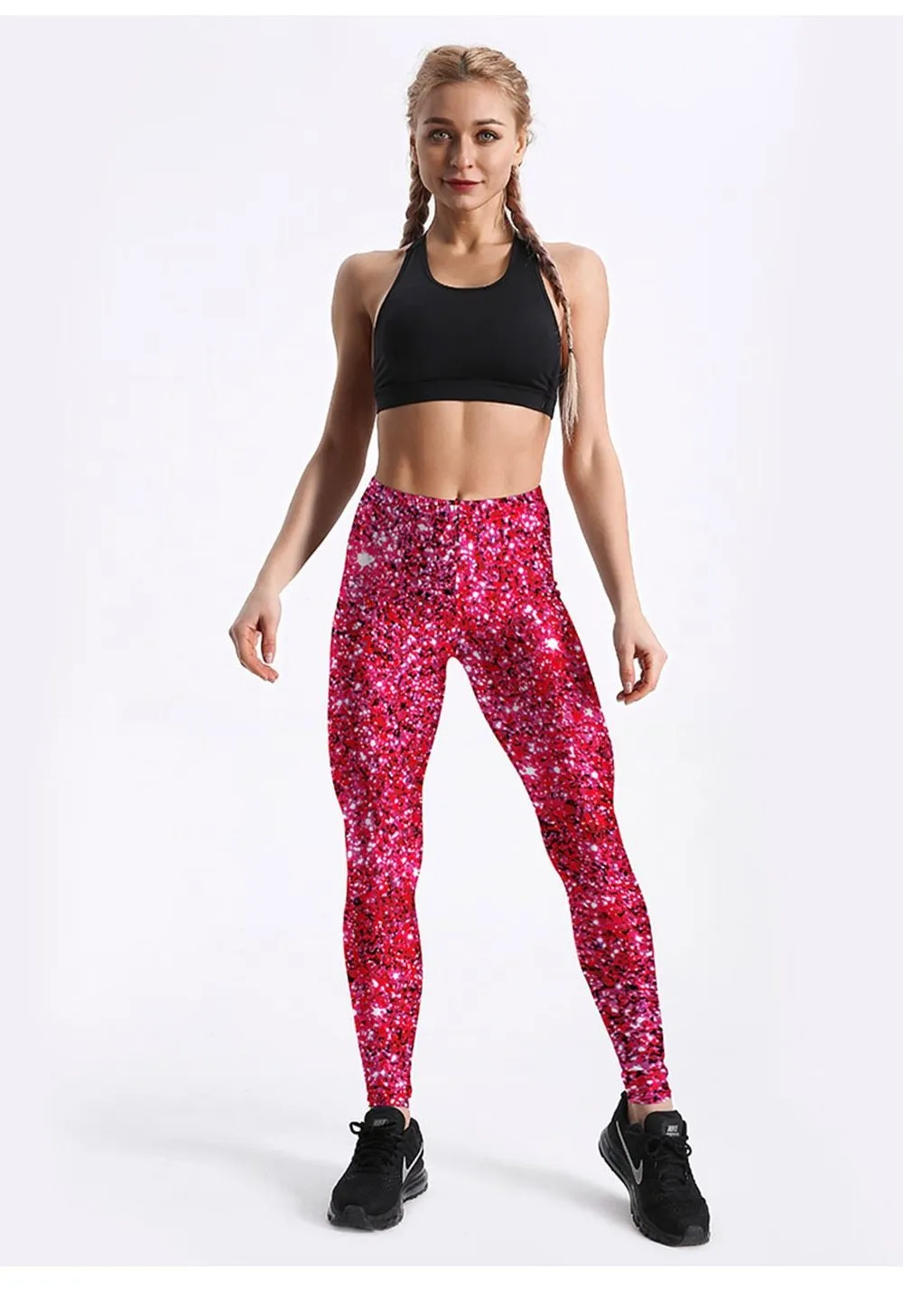 Women's Fashion Red Galaxy Printed Sports Fitness Leggings