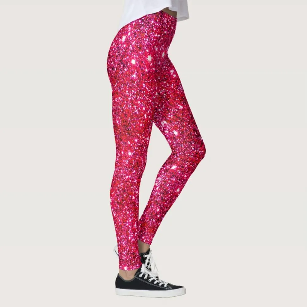 Women's Fashion Red Galaxy Printed Sports Fitness Leggings